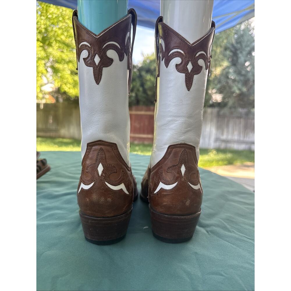 Old Gringo Brown White Leather Cowboy Boots Women’s 7.5B Handmade Western - Picture 7 of 13